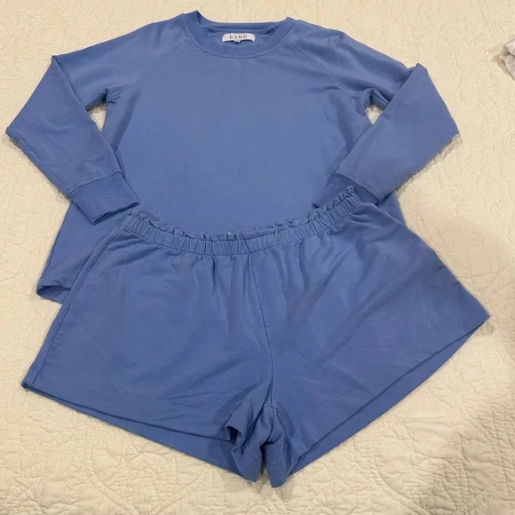 LAKE Pajamas DreamModal Ribbon Shorts Set in Regatta Sz XS - Picture 2 of 6